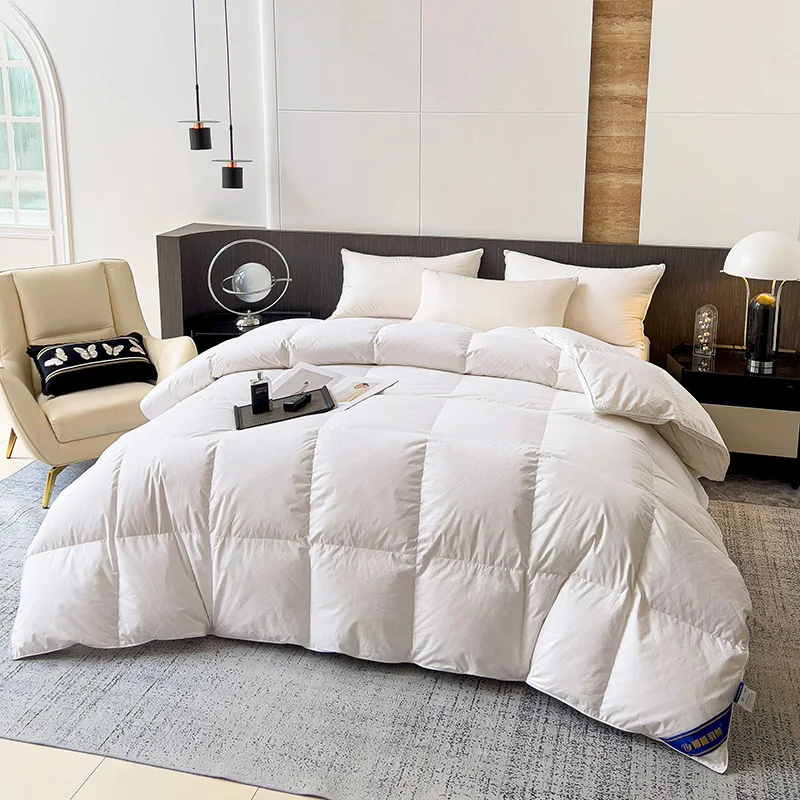 100% Advanced Goose down Comforter Quilted Cotton Quilt Cover Solid Color Winter Thick Blanket Warm and Comfortable