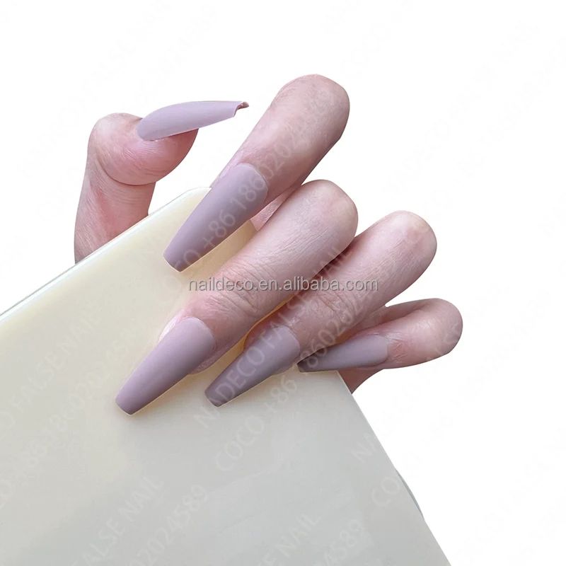 New Arrival Natural coffin  False Artificial Nail Full press on daily look capsule gel x colored nail tips