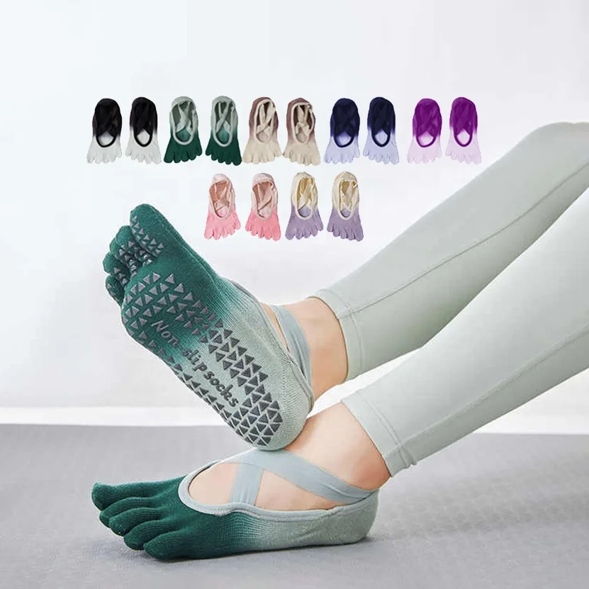 High Quality Five Toe Non-Slip Grip Socks Women Anti Non Slip Pilates Five Finger Yoga Socks