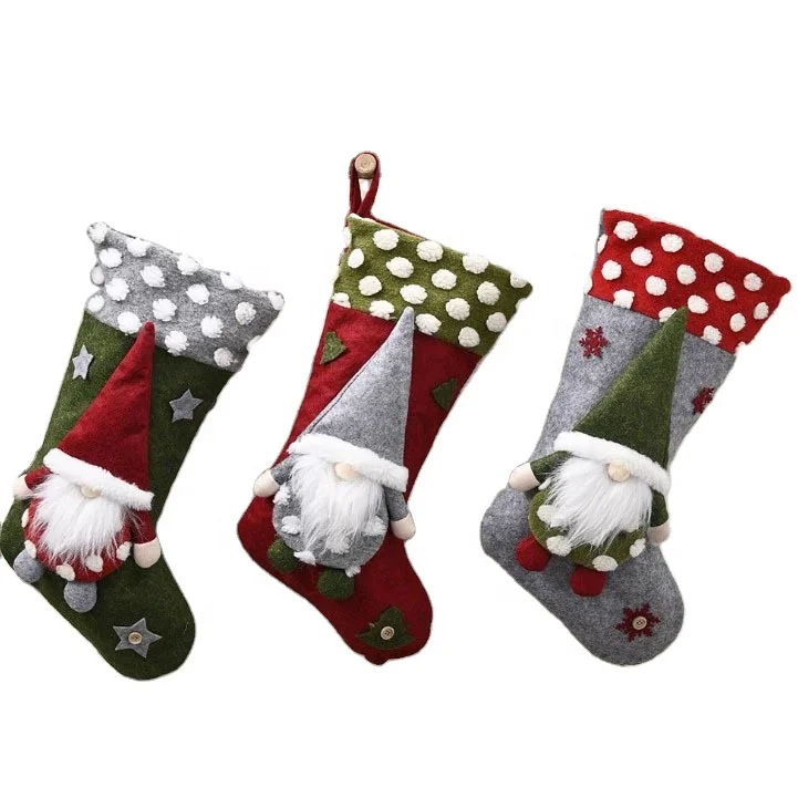 New Fashion Holiday Gifts Toy Bags Dot Christmas Tree Ornament Gnome Santa Socks