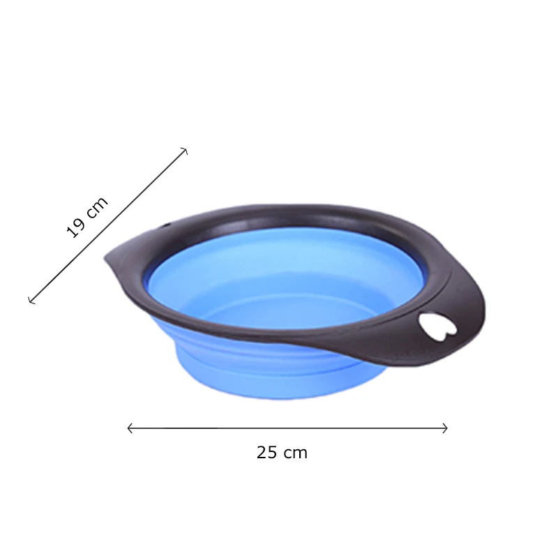 Collapsible Travel Dog Bowl with Hook Portable Pet Feeder Dishes BPA FREE Folding Eco-friendly Silicone for Dogs Rounded