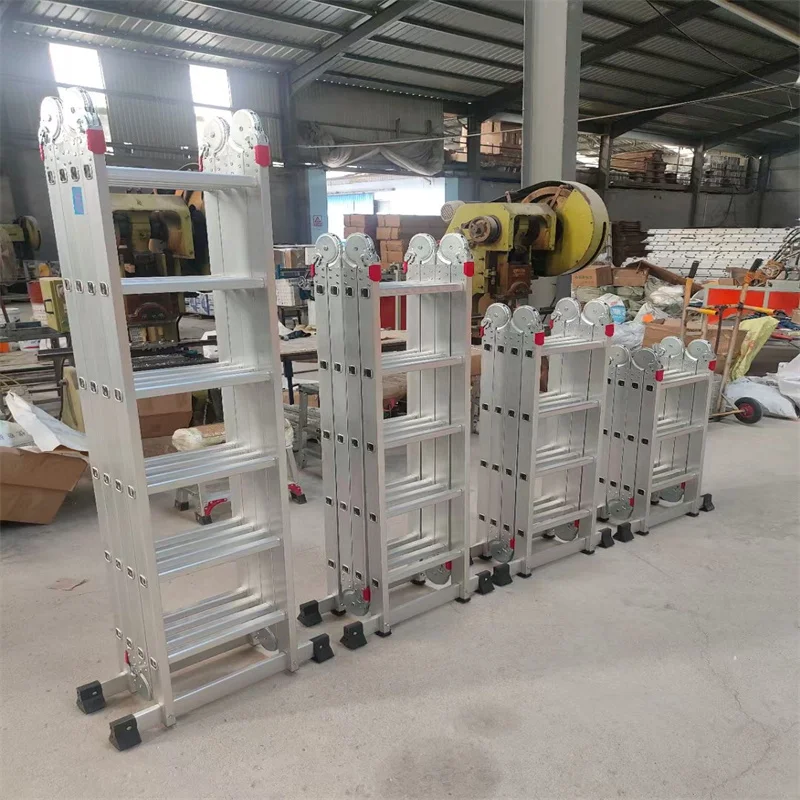 16 Step Aluminum Multipurpose Foldable Ladder with 4*3 4*4 4*5 4*6 Steps and Big Hinges