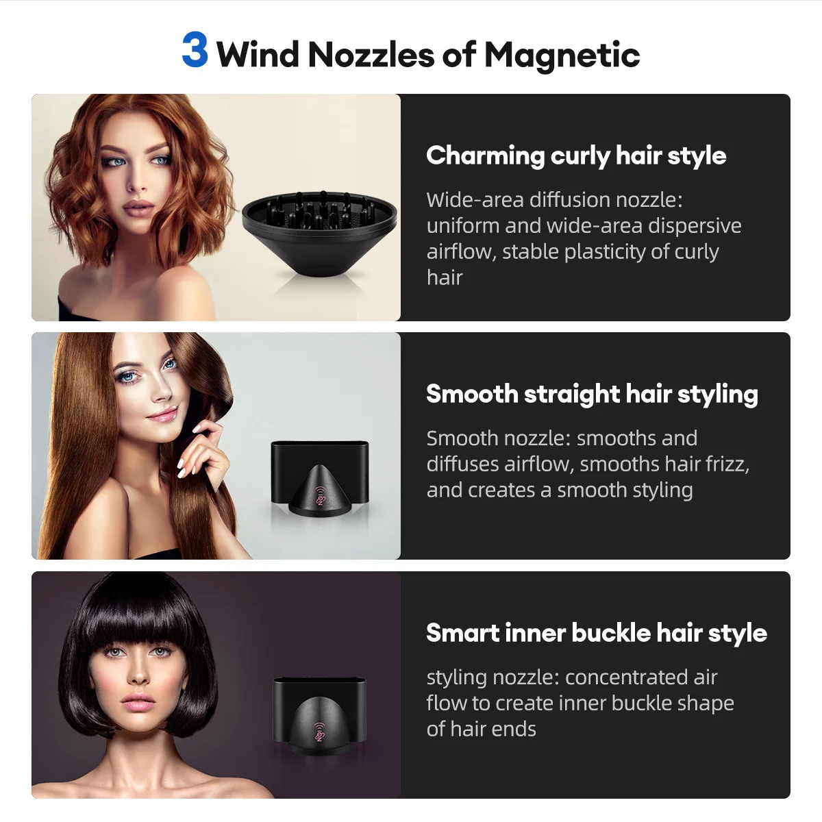 Customize Low Noise LED Display Blow Dryer High Speed Brushless Motor 110000rpm Ionic Hair Dryer With Magnetic Nozzles