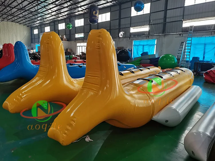Брезент из ПВХ новый дизайн двойная трубка надувные водяные Санки игрушки буксируемая 6 мест летающая лодка для рыбы