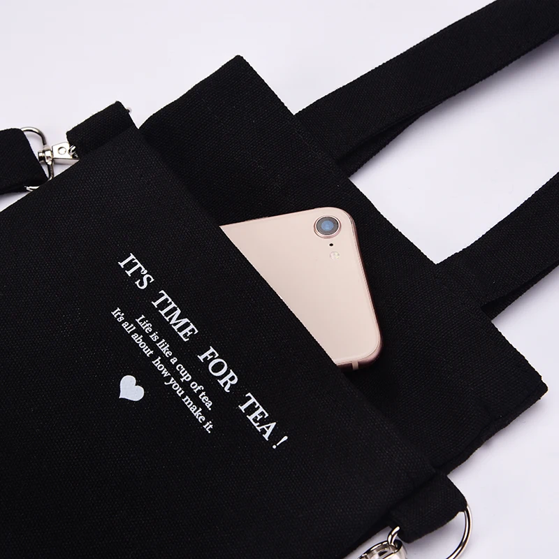 Portable Eco-friendly Minimalists Canvas Bag for Water Bottle with Long and Short Two shoulder strap for Cup and Carry-on items