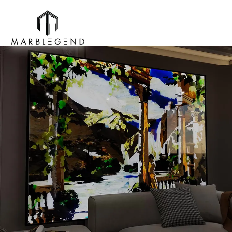 Custom Art Wall Waterjet Marble Design Marble Inlay Modern Waterjet Marble Medallion for Living Room