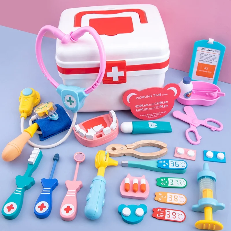 plastic&wooden Toys Pretend Play Doctor Set Nurse Injection Medical Kit Role Play Classic Toys Simulation Doctor Toy