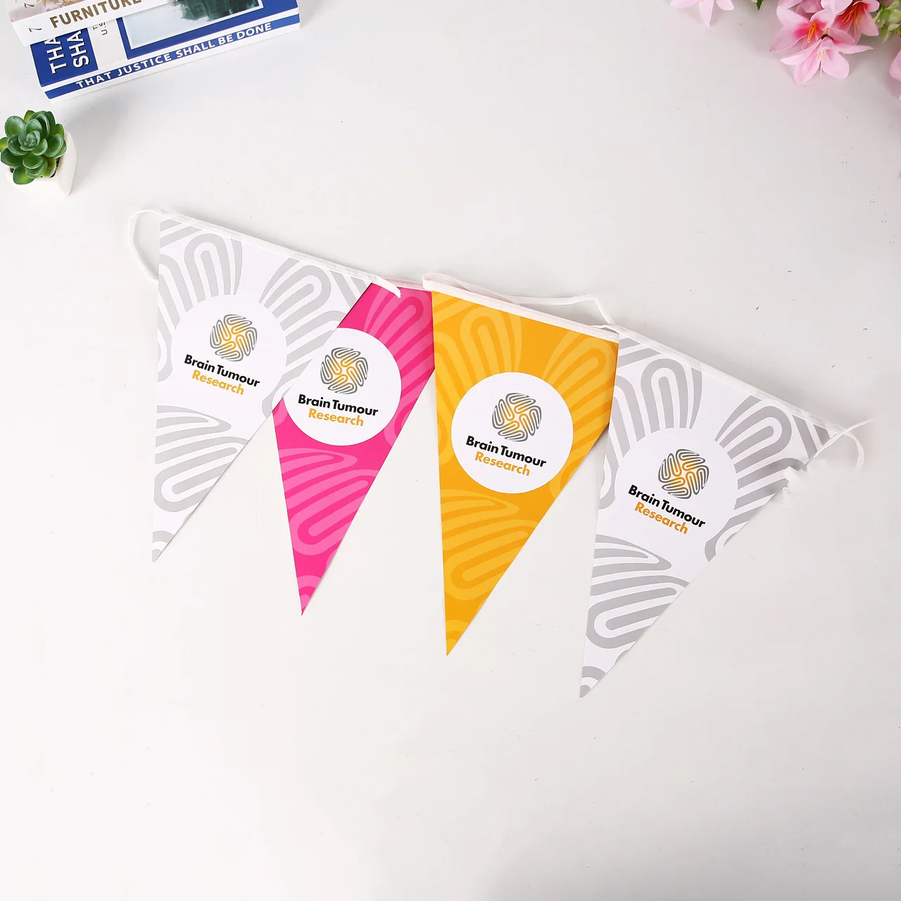 Wholesale Custom Logo Printing Club Football Ceiling Decoration Fabric Pennant String Shape Bunting PVC Flag