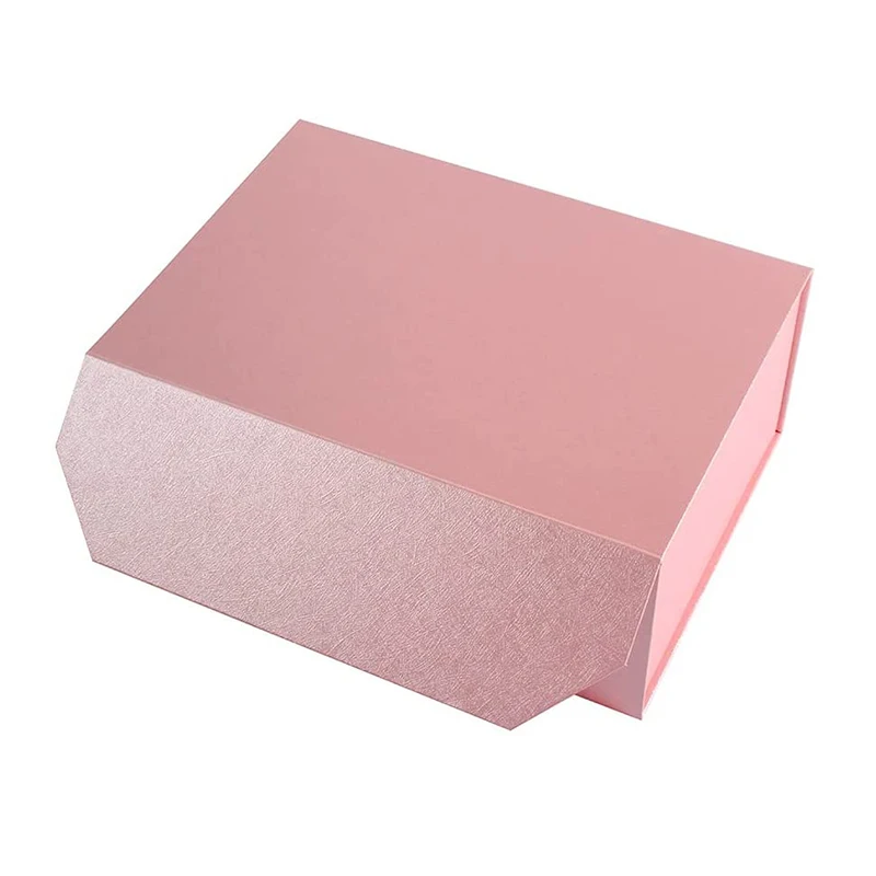 Pink Custom Logo Premium Luxury Cardboard Paper Gift Magnetic Folding Packaging Box For Dress With Ribbon