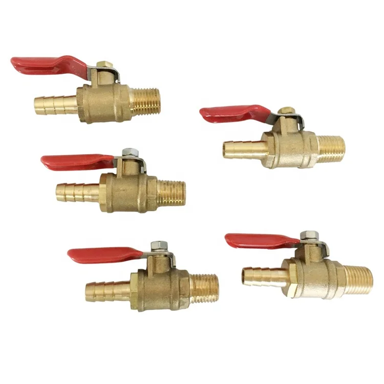 Латунный газовый запорный клапан с бородкой и наружной резьбой обратным клапаном