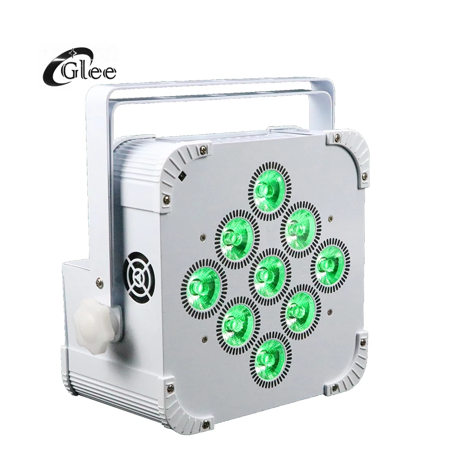 GLEE 9x15W RGBWA 5in1 LED Full Color Battery Powered Wireless DMX uplight for Disco Stage Wedding