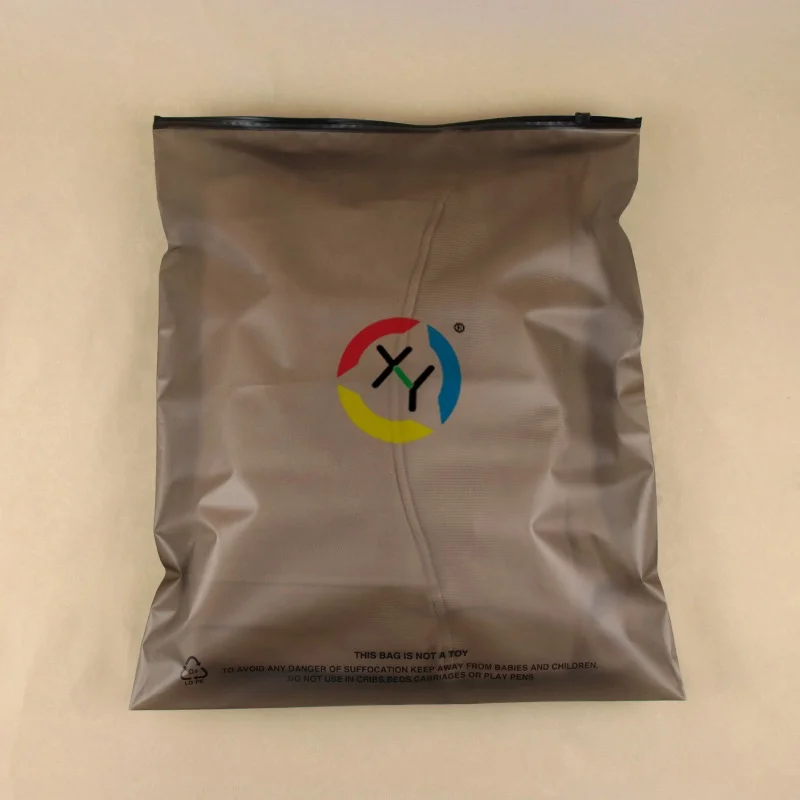 Custom Printed Brand Logo Frosted Clear Grey Zipper Plastic Bag Shipping Inner Packages Clothing Bags For Brand Zip Lock Bags