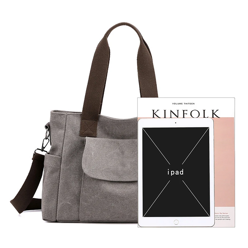 Fashion Custom logo Europe Ladies Canvas Handbags Women Shoulder Bag Hand Tote Bags