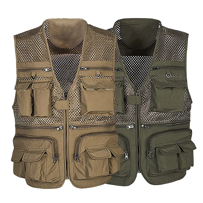 Mens Summer Outdoor Work Safari Fishing Travel Photo Lightweight Vest with Multi-Pockets