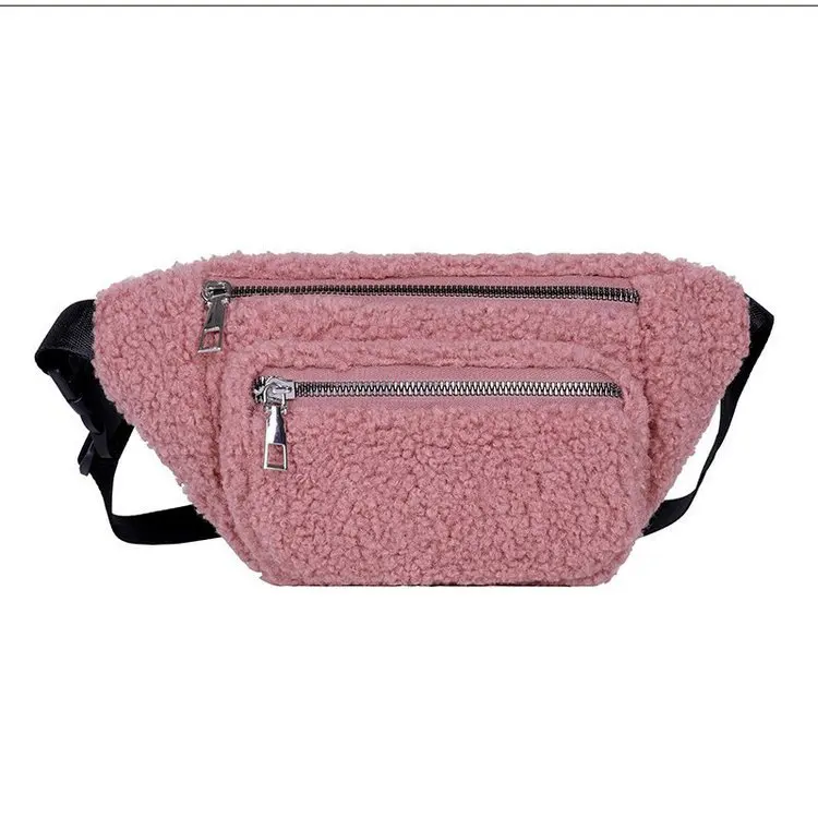 2021 Hot Selling Winter Fanny Pack Latest Furry Fleece One-shoulder  chest bag new cartoon Waist Bag For Ladies