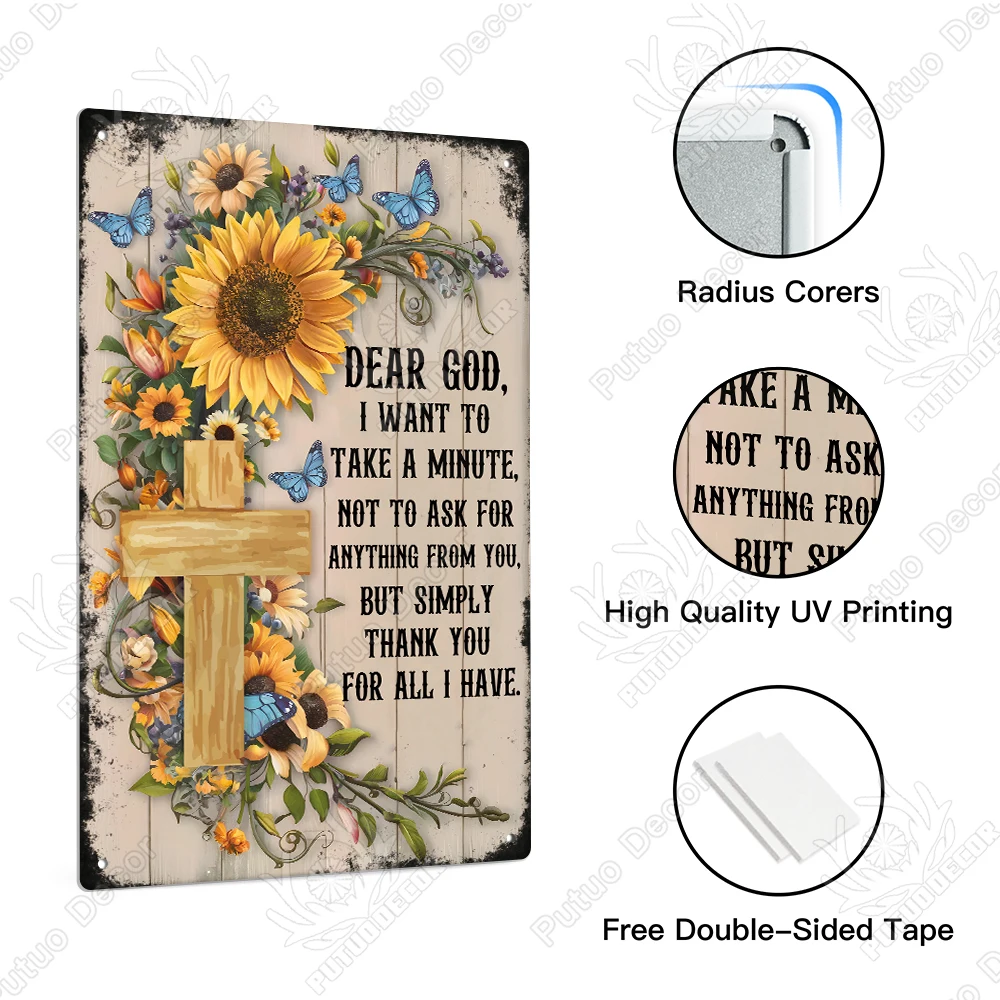 Putuo Decor Religious Jesus Tin Wall Sign God Bless Inspirational Bible Verse Christian Faith Metal Sign