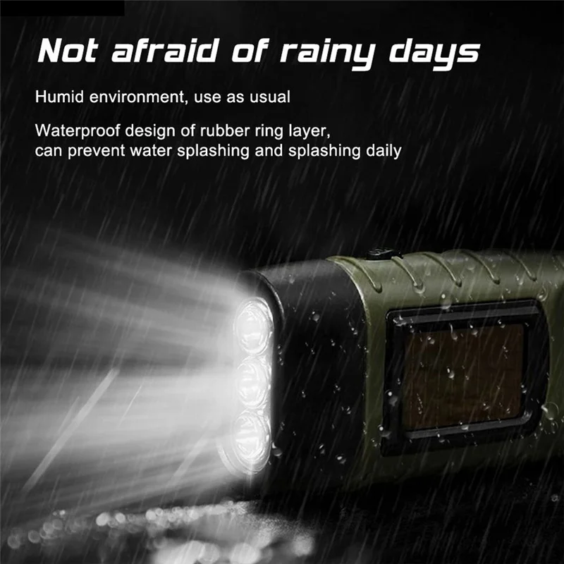 Helius Hand Crank Solar Powered Flashlight Emergency Rechargeable Led Flashlights Self Powered Charging Torch Light