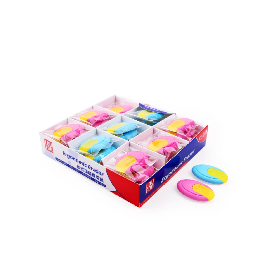 Education supply for school student two colors ellipse eraser safety and durable