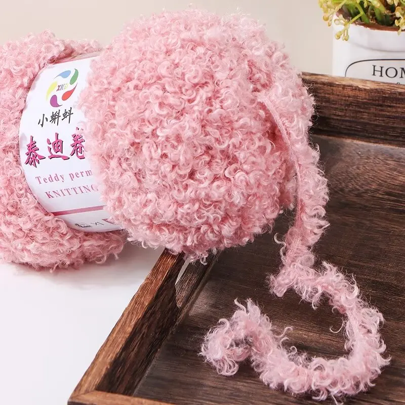 Fancy Hot sale Furry Chunky 100% Polyester Curly Faux Teddy Fur Yarn for Crochet and Hand Knitting
