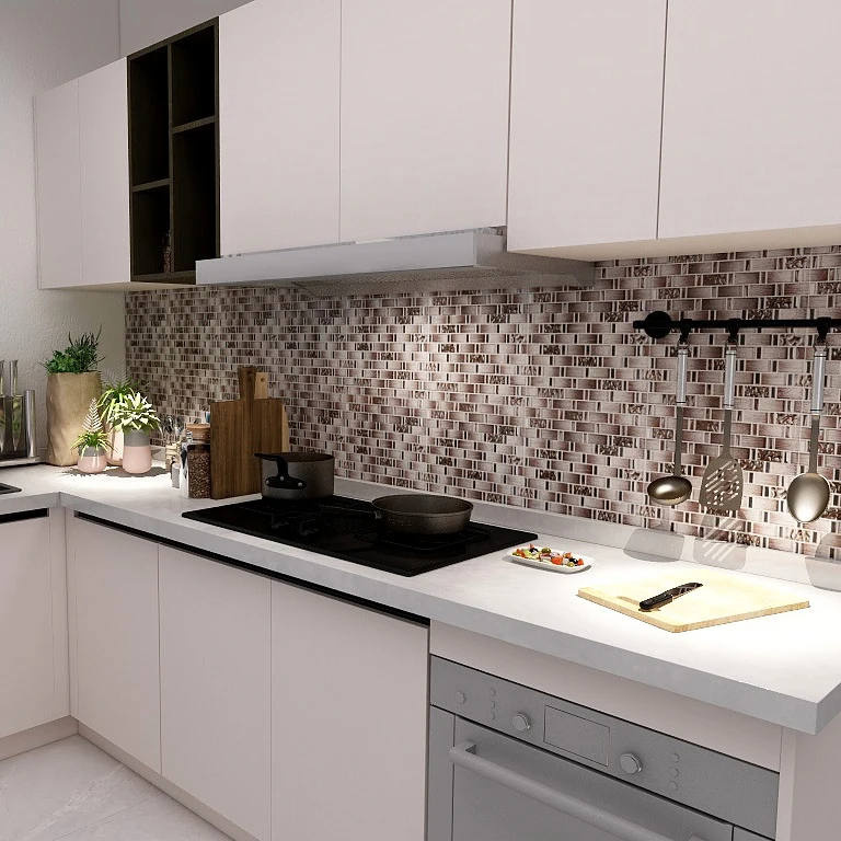 Wall Decoration Crystal Mixed Brown 3D Mirror Glass Mosaic Wall Tiles Mosaic