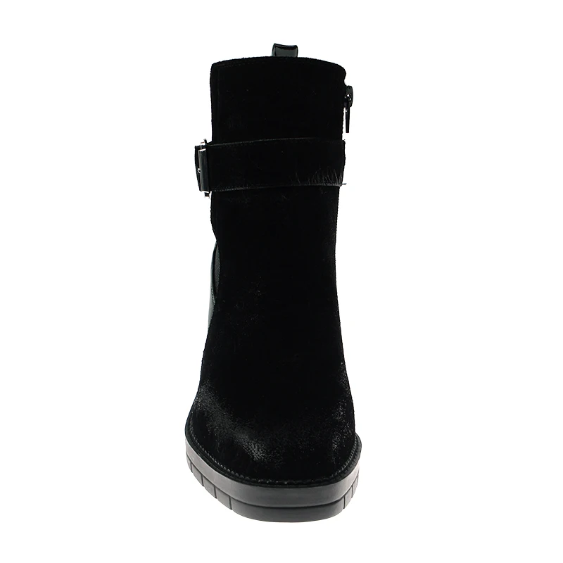 designer women cow suede winter fall high heel chunky wedge shoes boots for ladies