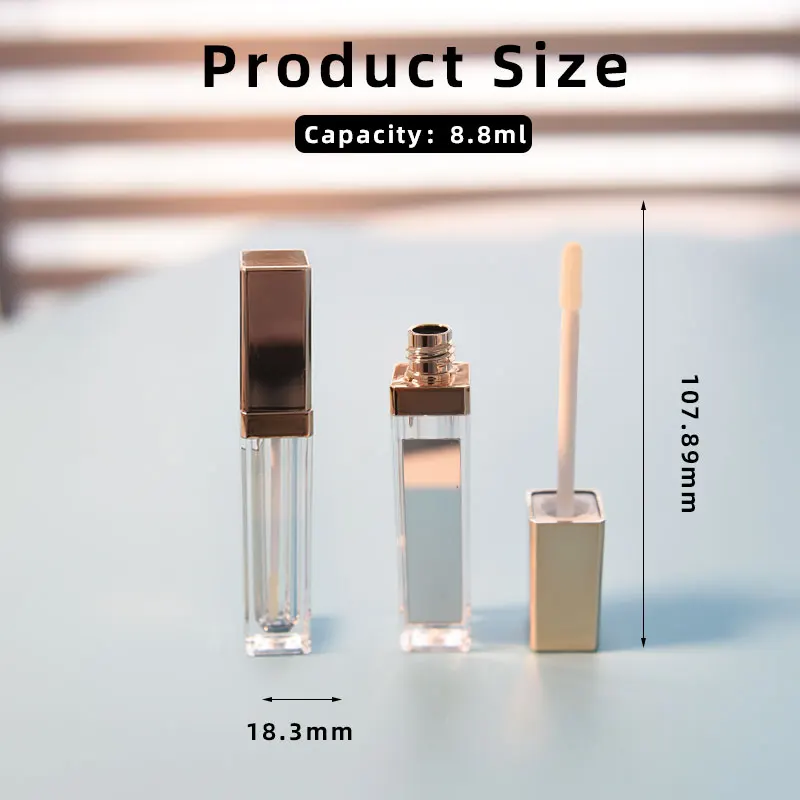 Luxury Crystal Gloss Container Mirror Lip Tube with 3ml square Empty Tubes