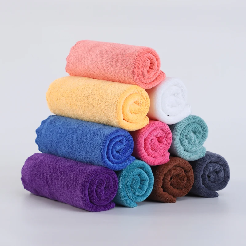 85% polyester and 15% polyamide quick dry terry cloth solid color super absorbent cleaning microfiber towel