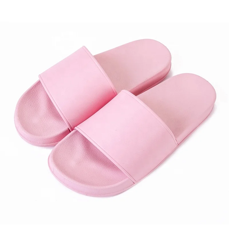 
PCU home and shower women and ladies sliders, summer colorful big foot sliders slippers, PVC blank plain slide footwear 