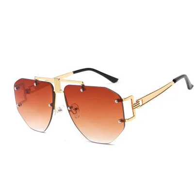 3435 Novelty Oversized Frameless Sunglasses Metal Frame UV400 Punk Rimless Sunglasses 2022