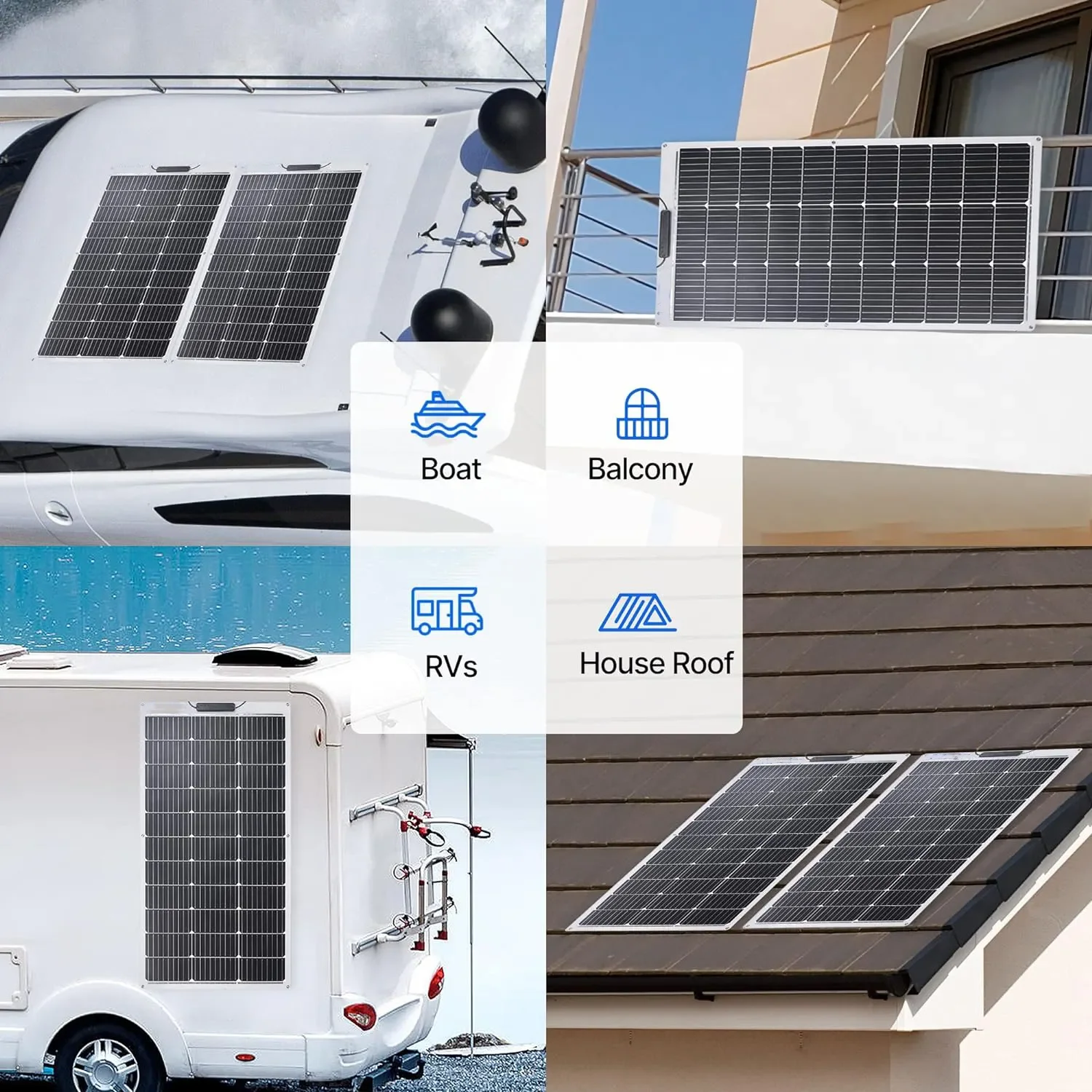 200W 20V Premium Monocrystalline Silicon Solar Panel Flexible Premium Solar Panels for Outdoor RV Motorhome Marine Use