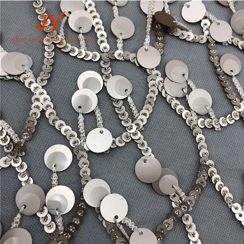 FREE SAMPLE CG006# Custom Made Hanging Extra Large Sequin Embroidery Fabric READY GOODS