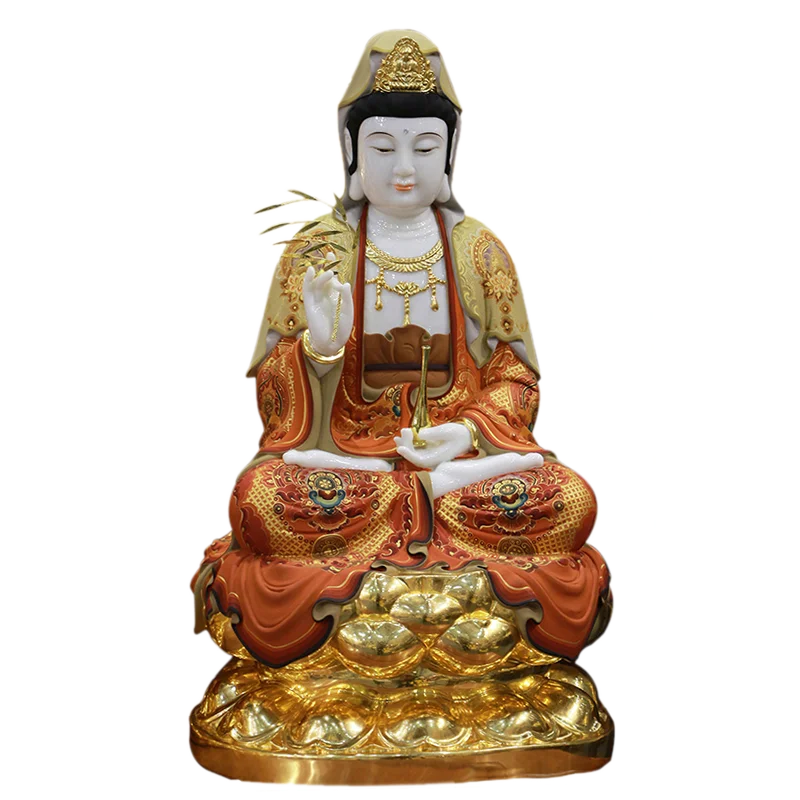 White marble Guanyin Bodhisattva ornaments to send the child Guanyin statue Suowa Sansheng Western
