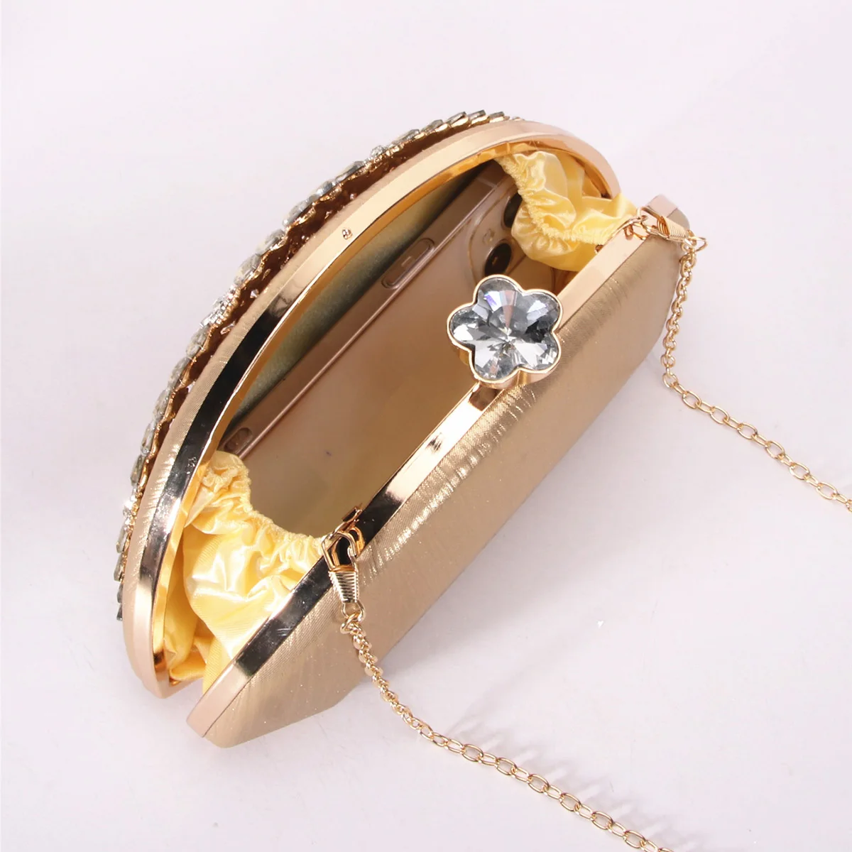Factory Direct Ladies Fan Banquet With Chain Handbag Fashion Handle Diamond Encrusted Evening Bag