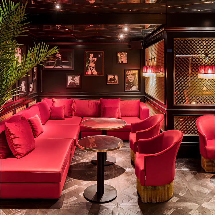 OEM Customize Red Velvet Design Restaurant Booth Seating Sofa Lounge Hookah Night Club Sofas