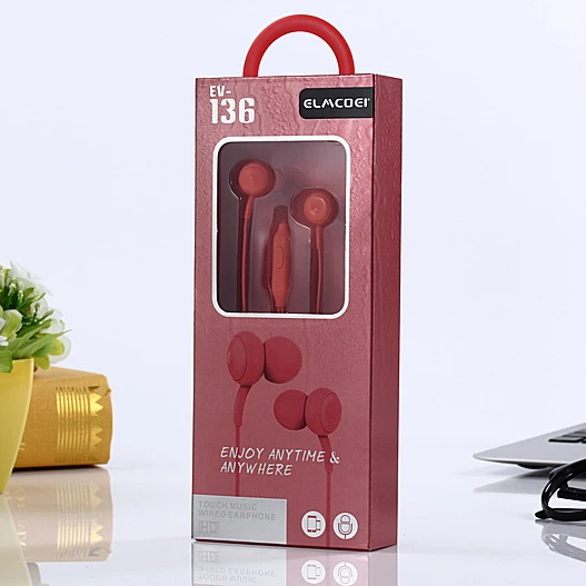 Waterproof Running Remote Stereo Headphone Clear Sound for Earpods Earbuds Headset in Ear Key Control EV136 Wired Earphone