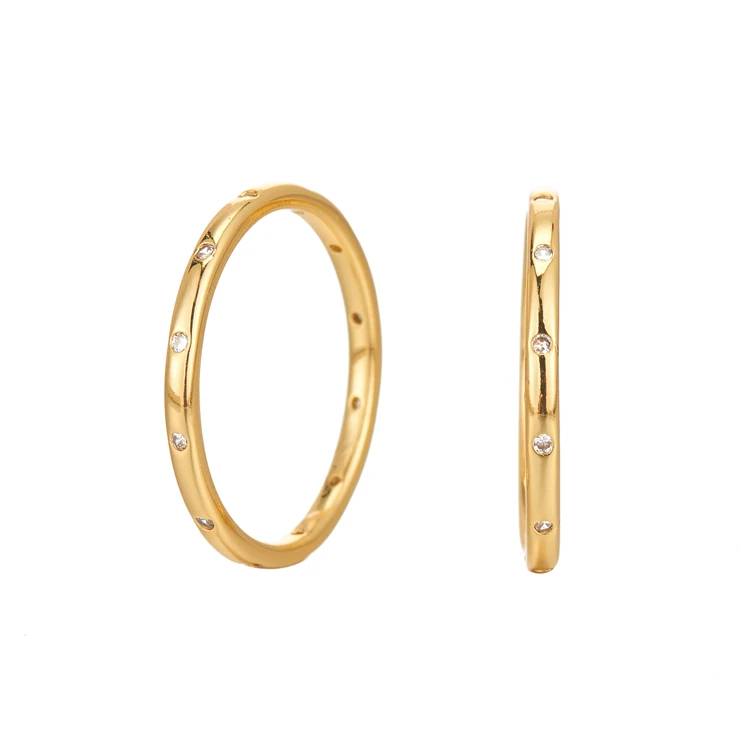 Wholesale CZ 14K Gold Plated Brass Thin Finger Ring