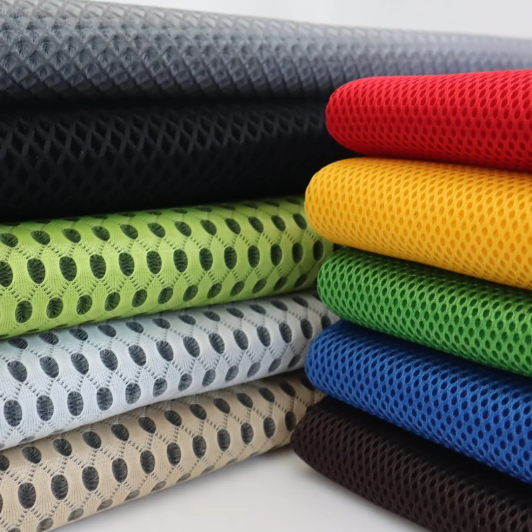 China Manufacturer Space Dye Big Hole 4D Bird Eye Mesh Fabric 100% Polyester For Mattress