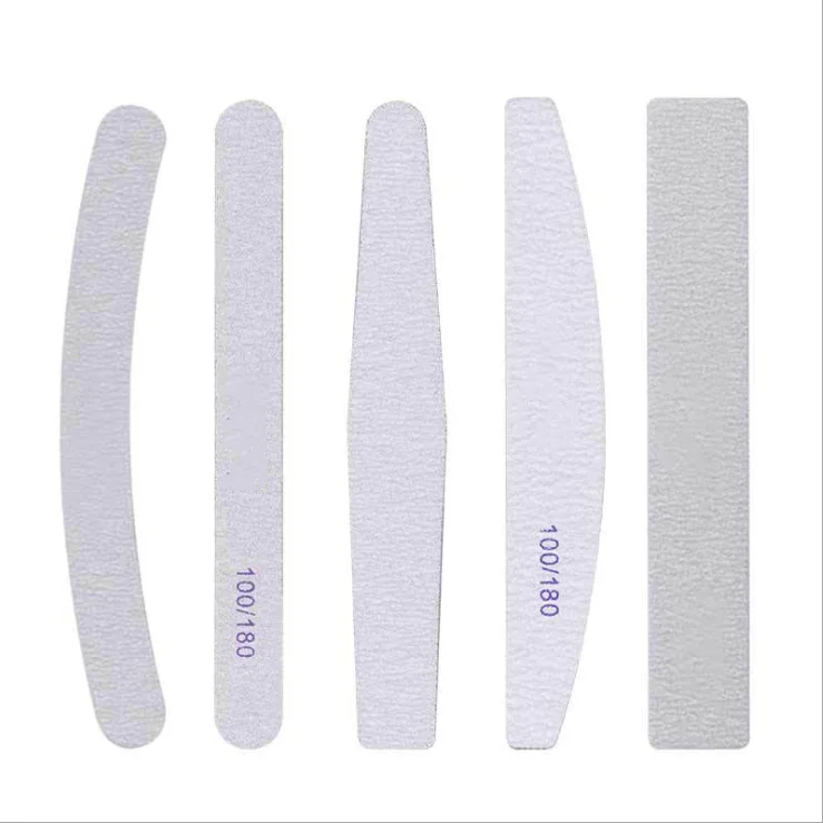 WELLFLYER Custom Logo Nail File Double Side Half Moon Foam Manicure Nail File Disposable 100/180 Japan Sandpaper Nail Buffer