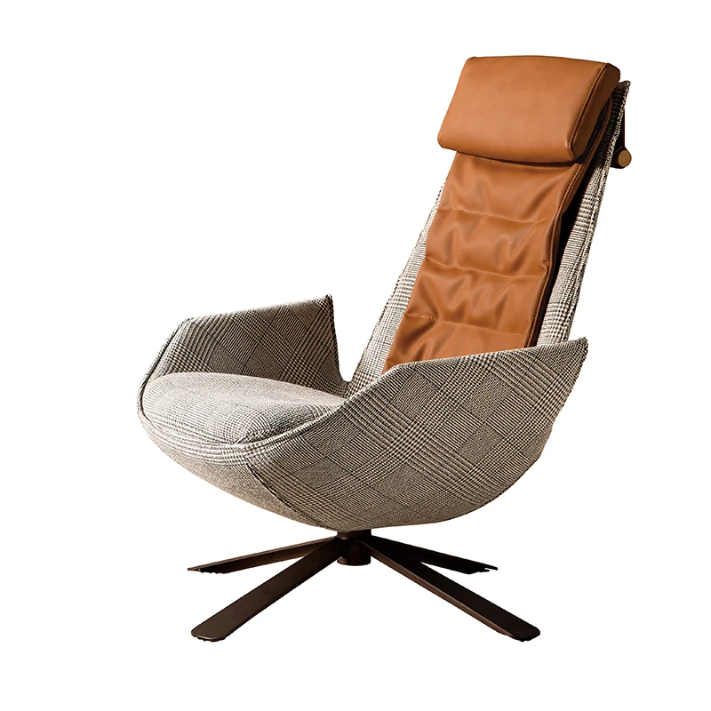 Italian light luxury stainless steel metal sofa chair