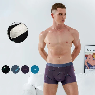 Wholesale Men Underwear Modal Print Comfortable Boxer Briefs Breathable Seamless Mid-Waist Men Boxers