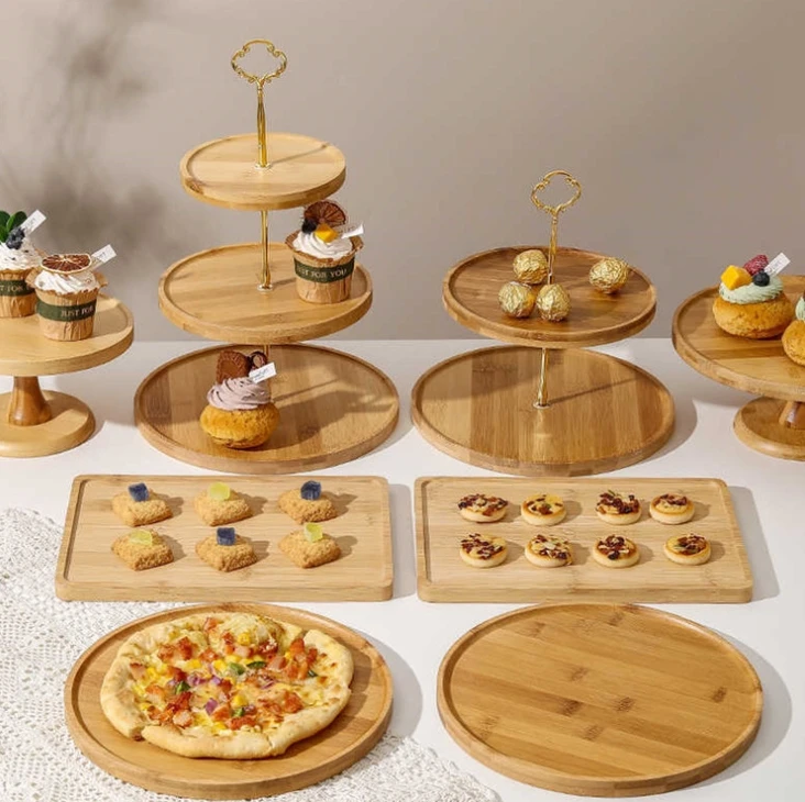 Custom 2 Tiered Tray Stand Wood Cake Stand Serving Tray For Farmhouse Kitchen Room Decor