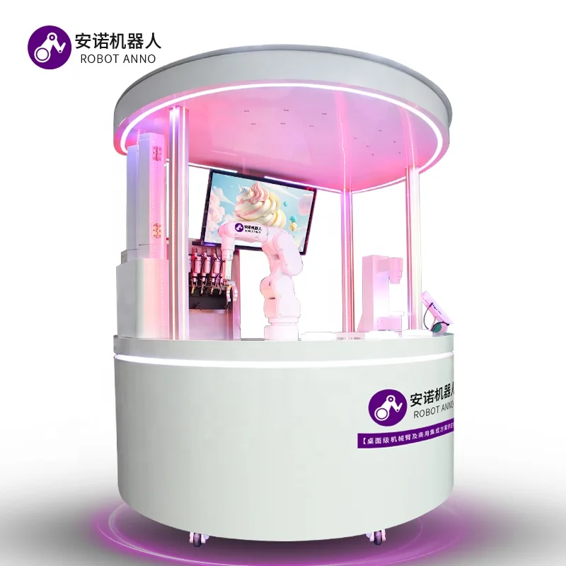 Hot sale  6 Axis Robot Vending Machine Make Ice Cream With 5 flavors for shipping mall