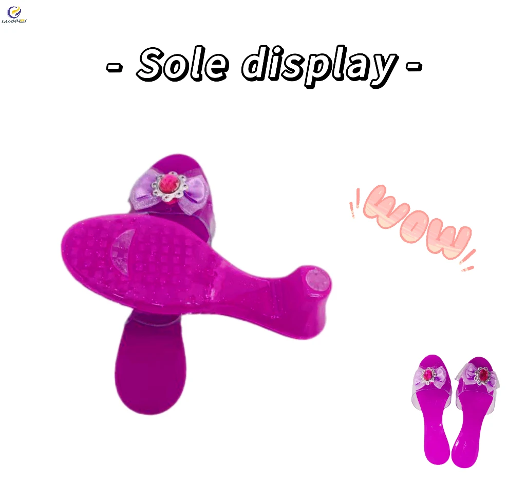 Фабричная оптовая цена имитация принцессы на высоких каблуках пластиковая игра нарядная обувь с кристаллами игрушки для детей