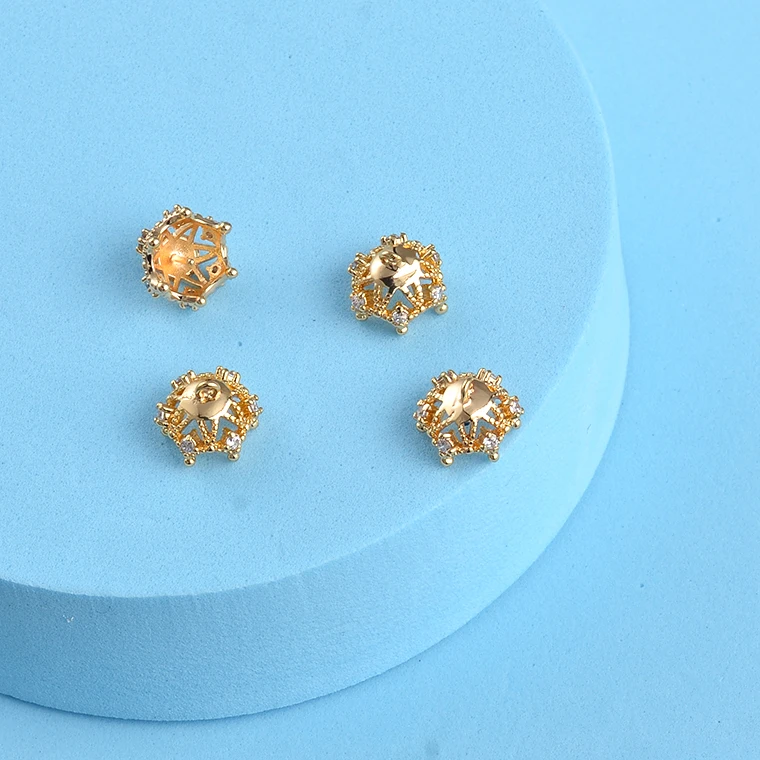 Wholesale 18K Real Gold Color Loose Spacers Separate Bead Caps Flower Brass Cones Bead Caps for Jewelry Making