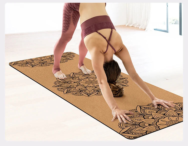 manufacturer wholesale eco friendly custom print logo natural rubber yoga mat organic non slip natural cork rubber yoga mat