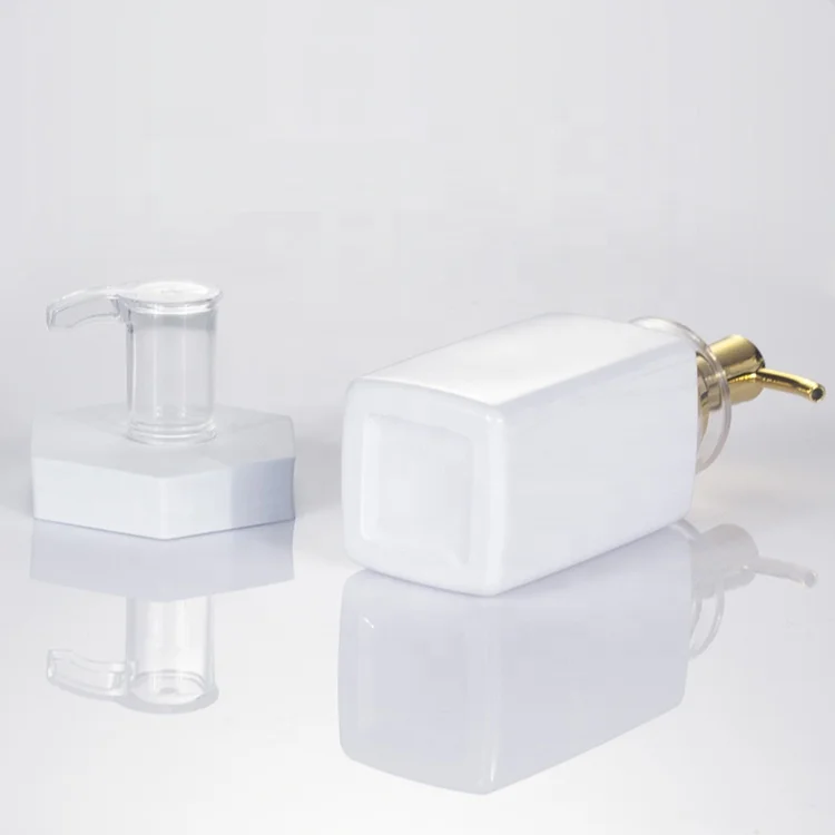 300ml 500ml 750ml 800ml luxury empty airless white square cosmetic body lotion pet plastic 500ml shampoo bottle with gold top