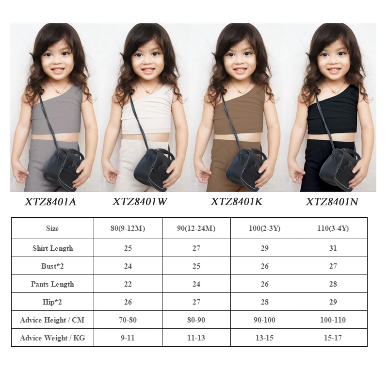 2023 new arrivals kids designers clothes solid color one shoulder child fashion clothing crop tops for teen girls