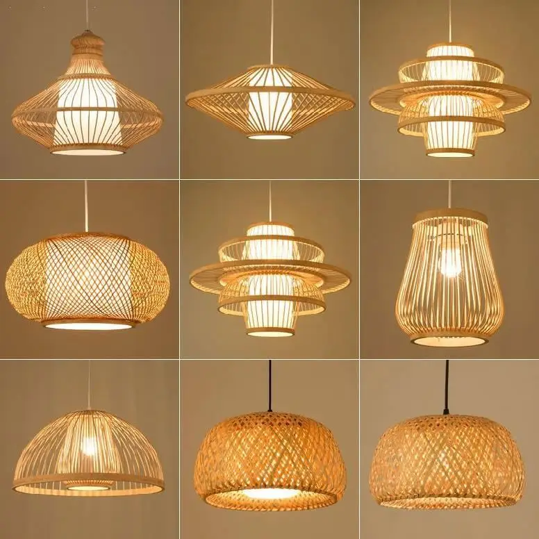 Amazon Wholesale Hot Trend Handmade Bamboo Rattan Round Chandeliers Modern Pendant Light Lampshade Made In Vietnam