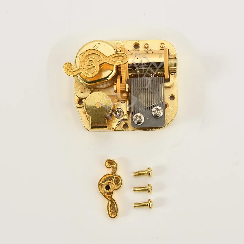 18 note musical movement  for music box with extended winding shaft on the top golden  music box  mechanism