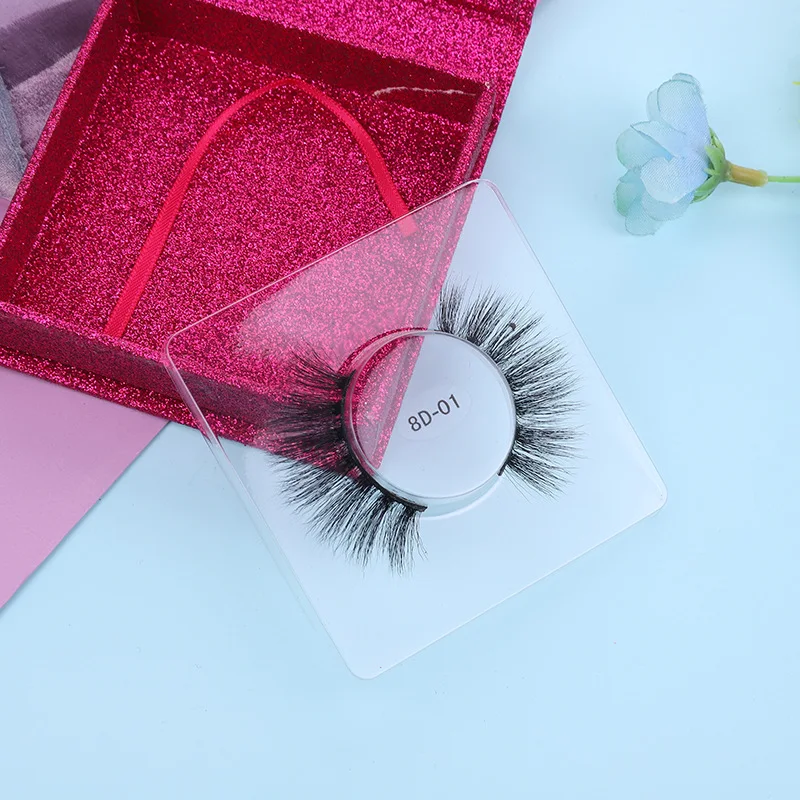 
High Imitation Mink Hair European And American Style Packing Box 8D01 Fiber Thick And Long Eyelashes 
